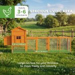 117" Extra Large Chicken Coop with Asphalt Roof, Wooden Hen House with Slide-out Tray, Quail Hutch with Nesting Box, Orange