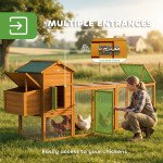 117" Extra Large Chicken Coop with Asphalt Roof, Wooden Hen House with Slide-out Tray, Quail Hutch with Nesting Box, Orange