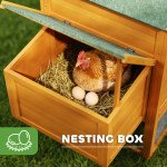 117" Extra Large Chicken Coop with Asphalt Roof, Wooden Hen House with Slide-out Tray, Quail Hutch with Nesting Box, Orange