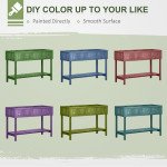 43.25" x 18" x 30" Raised Garden Bed, Wooden Plant Stand with 8 Grid Box, Storage Shelf for Outdoor, Dark Brown