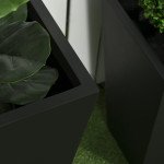 Set of 2 Tall Planters with Drainage Holes, 22" / 18" Outdoor Flower Pots for Patio, Yard, Garden, Black
