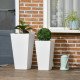 Set of 2 Tall Planters with Drainage Holes, 22" / 18" Outdoor Flower Pots for Patio, Yard, Garden, White