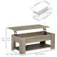 Lift Top Coffee Table with Hidden Storage Compartment and Open Shelf, Center Table for Living Room, Grey