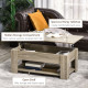 Lift Top Coffee Table with Hidden Storage Compartment and Open Shelf, Center Table for Living Room, Grey