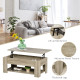 Lift Top Coffee Table with Hidden Storage Compartment and Open Shelf, Center Table for Living Room, Grey