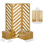 Backyard Privacy Screen - Folding 65" with Planters for Patio, Deck, and Backyard, Brown