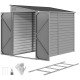 4.6' x 9' Steel Outdoor Storage Shed, Lean to Shed, Metal Tool House with Foundation Kit, Lockable Doors, Gloves and 2 Air Vents for Backyard, Patio, Lawn, Grey
