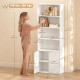 4-Tier Open Bookshelf with Doors Modern Home Office Bookcase Storage Cabinet for Living Room Bathroom Study, White