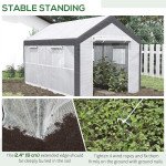 7' x 12' x 7' Heavy Duty Walk-In Greenhouse with Wind Resistance Level 4 & Ventilation Design, White