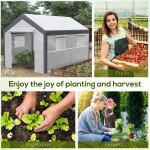 7' x 12' x 7' Heavy Duty Walk-In Greenhouse with Wind Resistance Level 4 & Ventilation Design, White