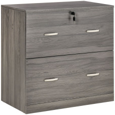 2 Drawer File Cabinet with Lock, Office Filing Cabinet, Hanging Bar for Letter Size, Home Office, Grey