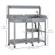 Potting Bench Table Garden Work Bench Workstation with Drawer, Removable Sink and Hooks, 45.3" x 17.7" x 48.4", Grey