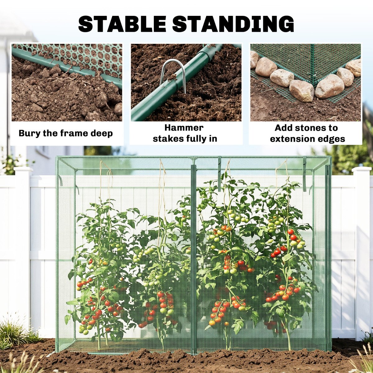 6.5 x 3.3ft Crop Cage, Garden Plant Protector with Single Zippered Door, Storage Bag and Ground Stakes, Green