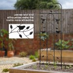 2 Pack Garden Trellis for Climbing Plants, Outdoor Metal Grid Panels with Birds and Leaves, for Roses, Vine Flower, Cucumber, Clematis, 59" Tall