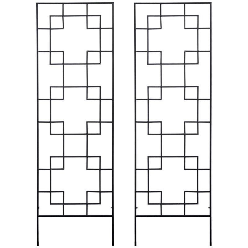 2 Pack Garden Trellis for Climbing Plants, Outdoor Metal Grid Panels for Roses, Vine Flower, Cucumber, Clematis, 72" Tall