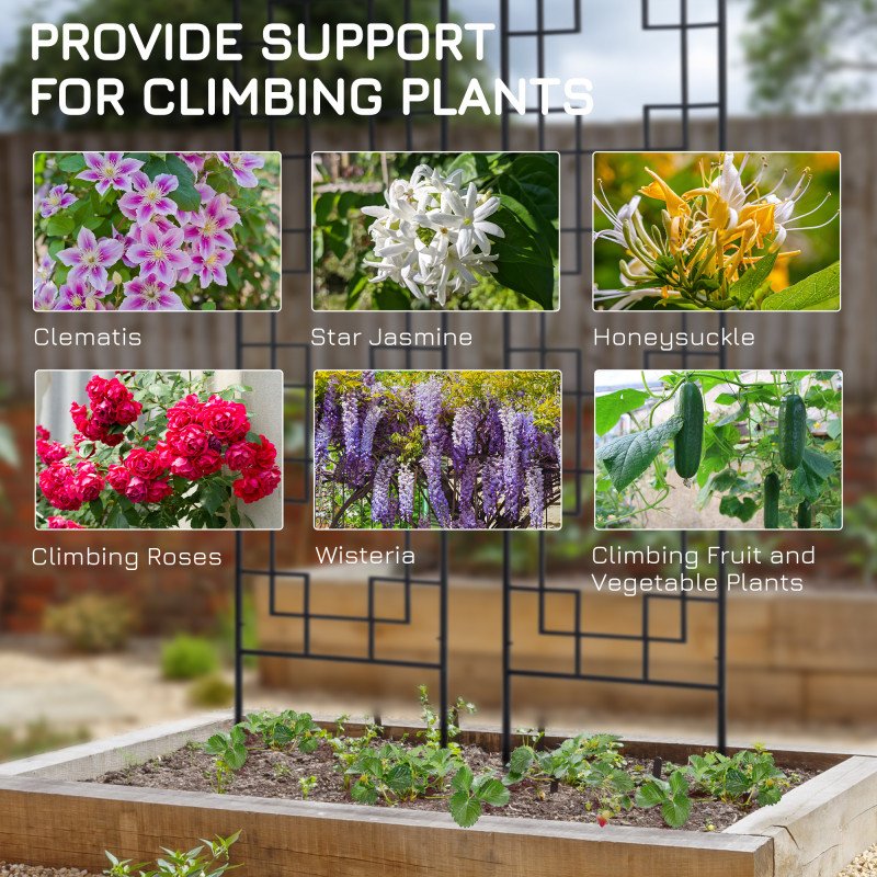 2 Pack Garden Trellis for Climbing Plants, Outdoor Metal Grid Panels for Roses, Vine Flower, Cucumber, Clematis, 72" Tall