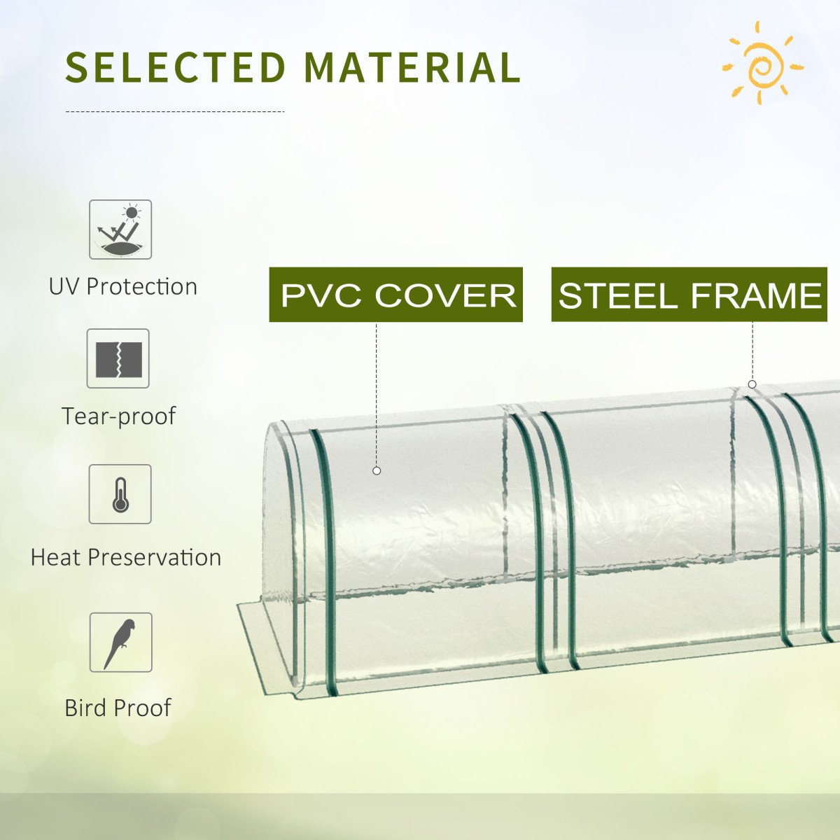 13' x 3' x 2.5' Portable Mini Tunnel Greenhouse with 4 Zipped Doors, Easy Assembly, Clear