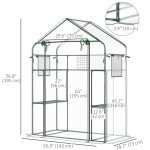 Walk-in Greenhouse with 4 Shelves, 56" x 29" x 77" Mini Greenhouse ,Roll-Up Door, Mesh Windows for Seedling, Flowers, Plant Growing, Clear