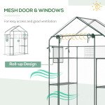 Walk-in Greenhouse with 4 Shelves, 56" x 29" x 77" Mini Greenhouse ,Roll-Up Door, Mesh Windows for Seedling, Flowers, Plant Growing, Clear