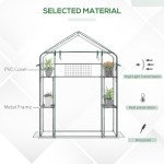 Walk-in Greenhouse with 4 Shelves, 56" x 29" x 77" Mini Greenhouse ,Roll-Up Door, Mesh Windows for Seedling, Flowers, Plant Growing, Clear
