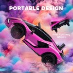 12V Battery-Powered Kids Electric Ride-On Car with Parental Remote Control, Music, Lights, and MP3 Input for Ages 3–5, Pink