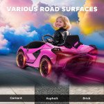12V Battery-Powered Kids Electric Ride-On Car with Parental Remote Control, Music, Lights, and MP3 Input for Ages 3–5, Pink