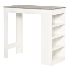 Bar Table, High Top Pub Table with 4 Storage Shelves, Modern Bar Height Table for Home Bar, Kitchen, Grey