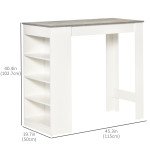 Bar Table, High Top Pub Table with 4 Storage Shelves, Modern Bar Height Table for Home Bar, Kitchen, Grey