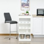 Bar Table, High Top Pub Table with 4 Storage Shelves, Modern Bar Height Table for Home Bar, Kitchen, Grey