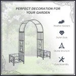 7FT Metal Garden Arch with 2 Planter Boxes, Decorative Outdoor Walkway Arbor for Climbing Vine Plants for Patio Backyard Lawn Party Ceremony, Dark Grey