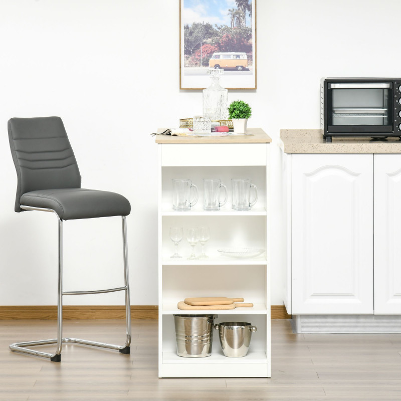 Bar Table, High Top Pub Table with 4 Storage Shelves, Modern Bar Height Table for Home Bar, Kitchen, Natural