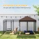 Dog Kennel Outdoor with Waterproof Canopy, Dog Run with Galvanized Chain Link for Large and Medium Dogs, Black