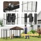 Dog Kennel Outdoor with Waterproof Canopy, Dog Run with Galvanized Chain Link for Large and Medium Dogs, Black
