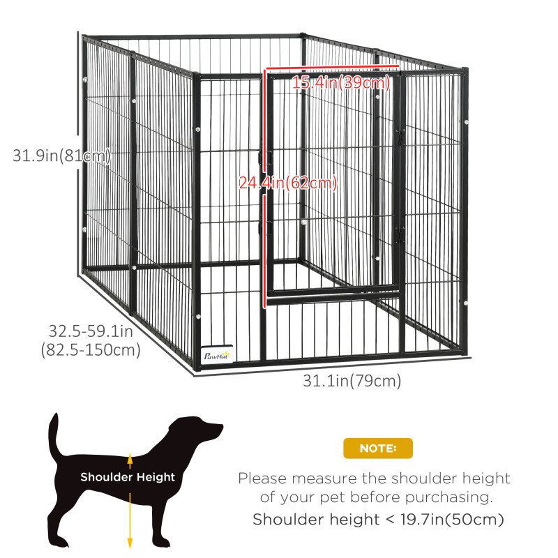 6 Panel 32.5" - 59" x 32" Dog Playpen, Heavy Duty Pet Playpen for Indoor Outdoor, Small and Medium Dogs