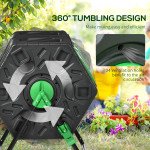 Rotating Composter, Dual Chamber Compost Bin with 24 Vents and Steel Legs, 34.5 Gallon, Green