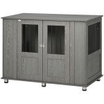 Dog Crate Furniture with Lockable Magnetic Door, Adjustable feet for Extra Large, Medium & Small Dogs, Indoor Use, Grey
