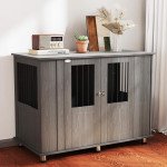 Dog Crate Furniture with Lockable Magnetic Door, Adjustable feet for Extra Large, Medium & Small Dogs, Indoor Use, Grey