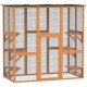 71" x 39" x 71" Cat Cage, Large Outdoor Wooden Cat Patio with 6 Balanced Platforms and Asphalt Roof, Orange