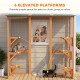 71" x 39" x 71" Cat Cage, Large Outdoor Wooden Cat Patio with 6 Balanced Platforms and Asphalt Roof, Orange