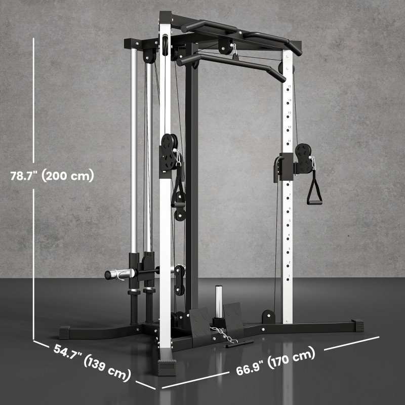 Soozier Multifunctional Home Gym Machine with Pull Up Bar, 15-Position Adjustable Strength Training Workout Station