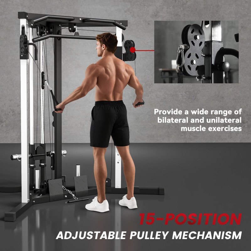 Soozier Multifunctional Home Gym Machine with Pull Up Bar, 15-Position Adjustable Strength Training Workout Station