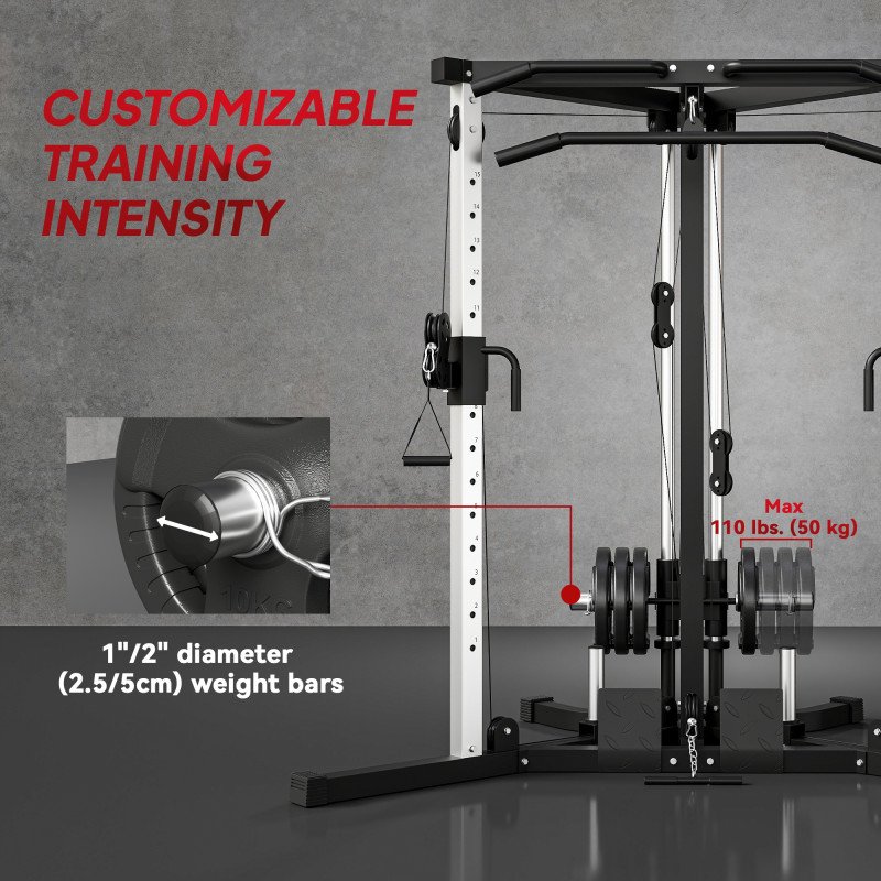 Soozier Multifunctional Home Gym Machine with Pull Up Bar, 15-Position Adjustable Strength Training Workout Station