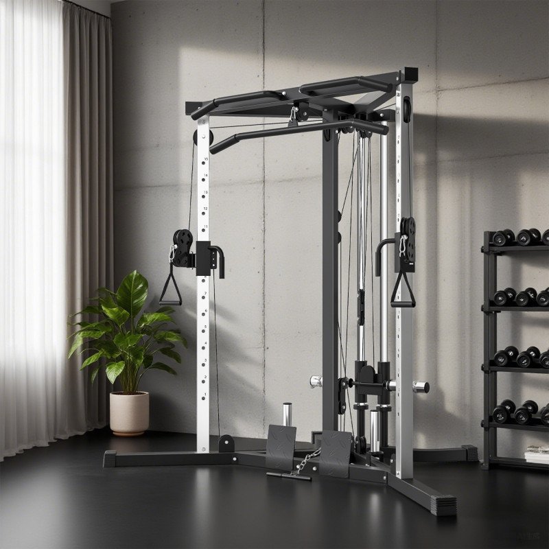 Soozier Multifunctional Home Gym Machine with Pull Up Bar, 15-Position Adjustable Strength Training Workout Station