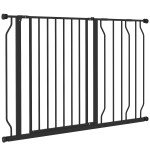 30"- 45" Easy Install Pet Gate w/ Door & Double Locking System, Extra Wide Dog Gate for Stairs, Hallways, Black