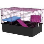 18.5" Small Animal Cage with Water Bottle, Food Dish, Platform, Ramp, Black