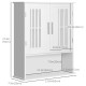 Modern Wall Mount Bathroom Cabinet, Storage Organizer with 2 Door Cabinet and Shelf, White