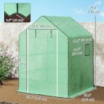 Portable Greenhouse, Walk-In Small Outdoor Green House with 2 Tier U-Shaped Flower Rack Shelves, 4.6' x 4.7', Green