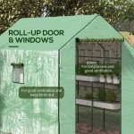 Portable Greenhouse, Walk-In Small Outdoor Green House with 2 Tier U-Shaped Flower Rack Shelves, 4.6' x 4.7', Green