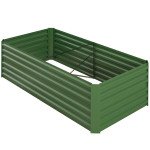 Galvanized Raised Garden Bed, Steel Outdoor Planters with Reinforced Rods, 71" x 35" x 23", Green