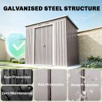 7' x 4' Galvanised Steel Garden Shed, with Foundation Kit - Grey